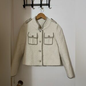 Chic Tweed Blazer w/ Rhinestone Buttons